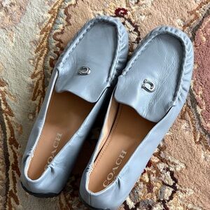 Coach Light Gray Leather Moccasin Driving Loafers